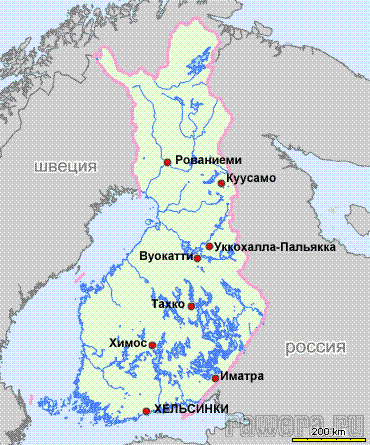 Карта Финляндии